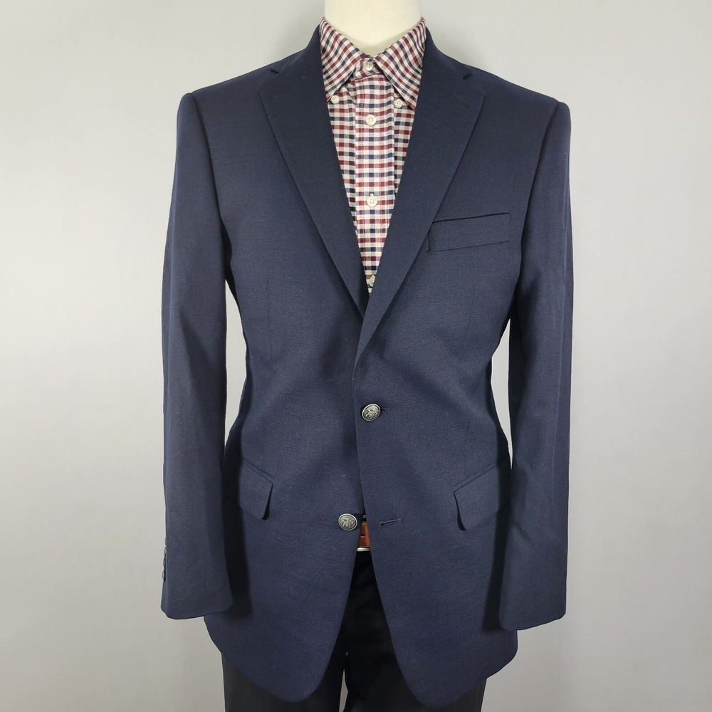 Hart Schaffner Marx Men's Sport Coat Blazer Two Button Deep Navy Poly Wool 39R